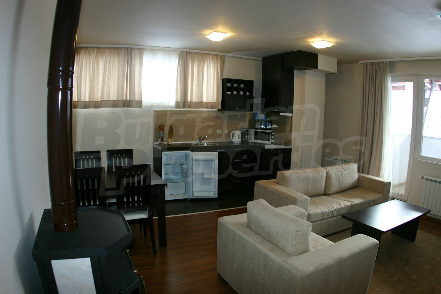 inside, living room, kitchen, furnished