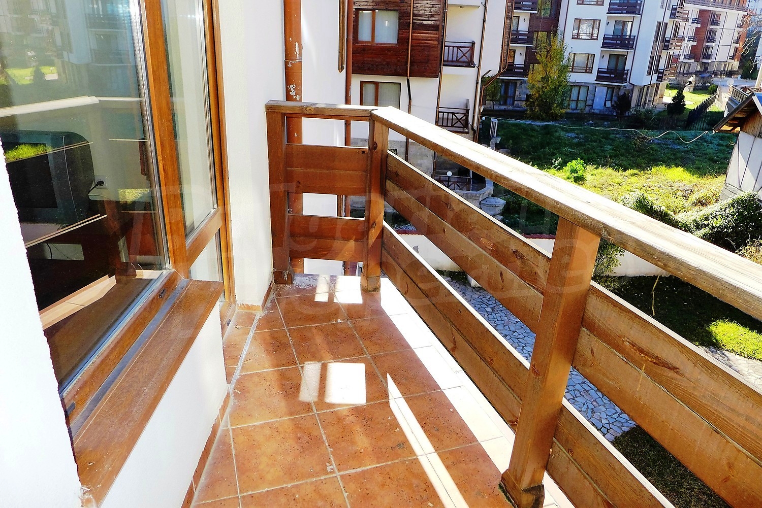 balcony, view from balcony, outside, green area