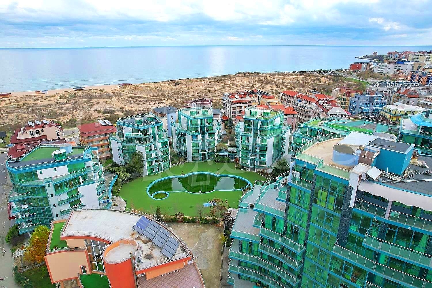outside, sea, pool, green area, facade