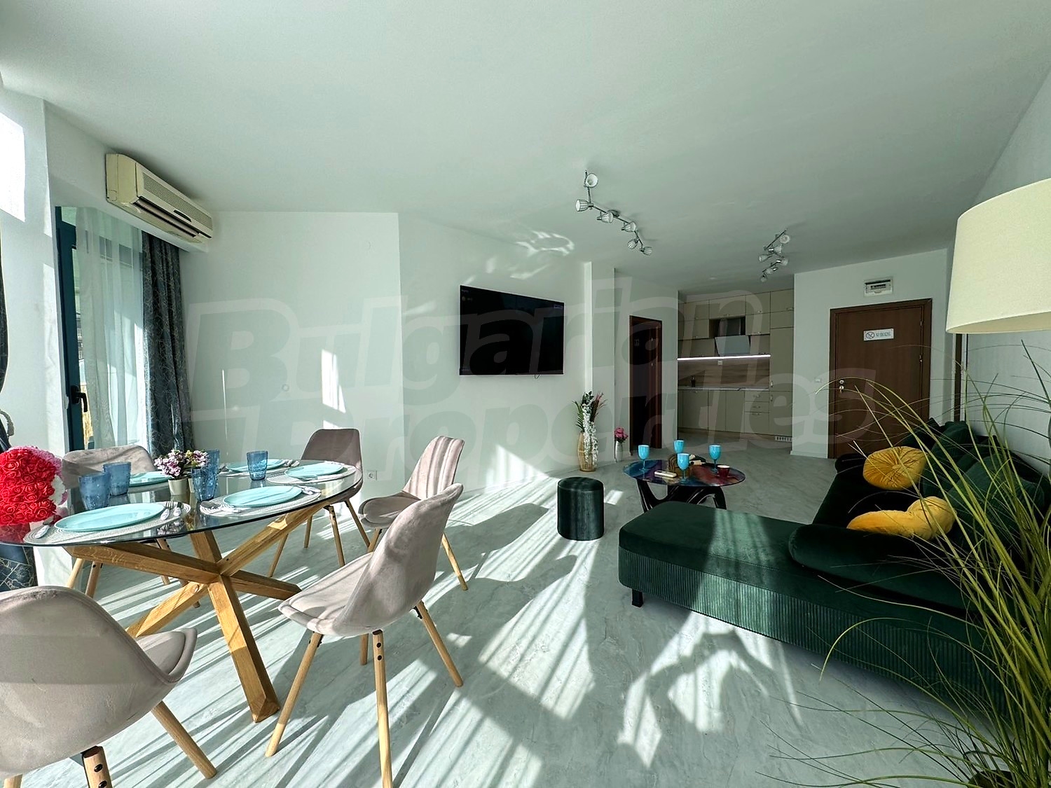 inside, living room, kitchen, furnished