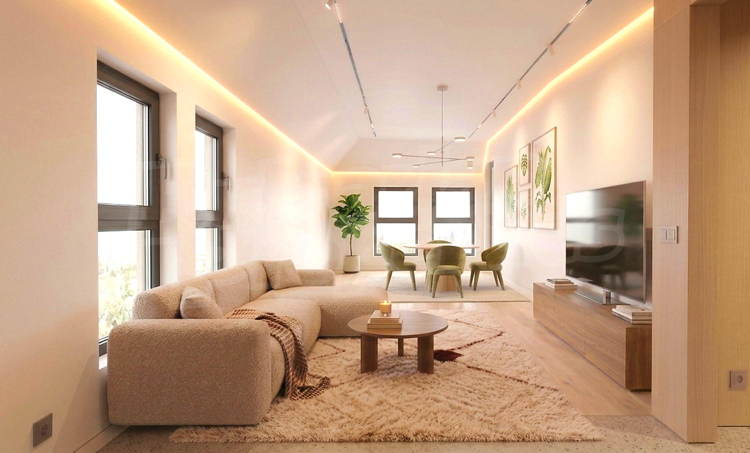 inside, living room, furnished
