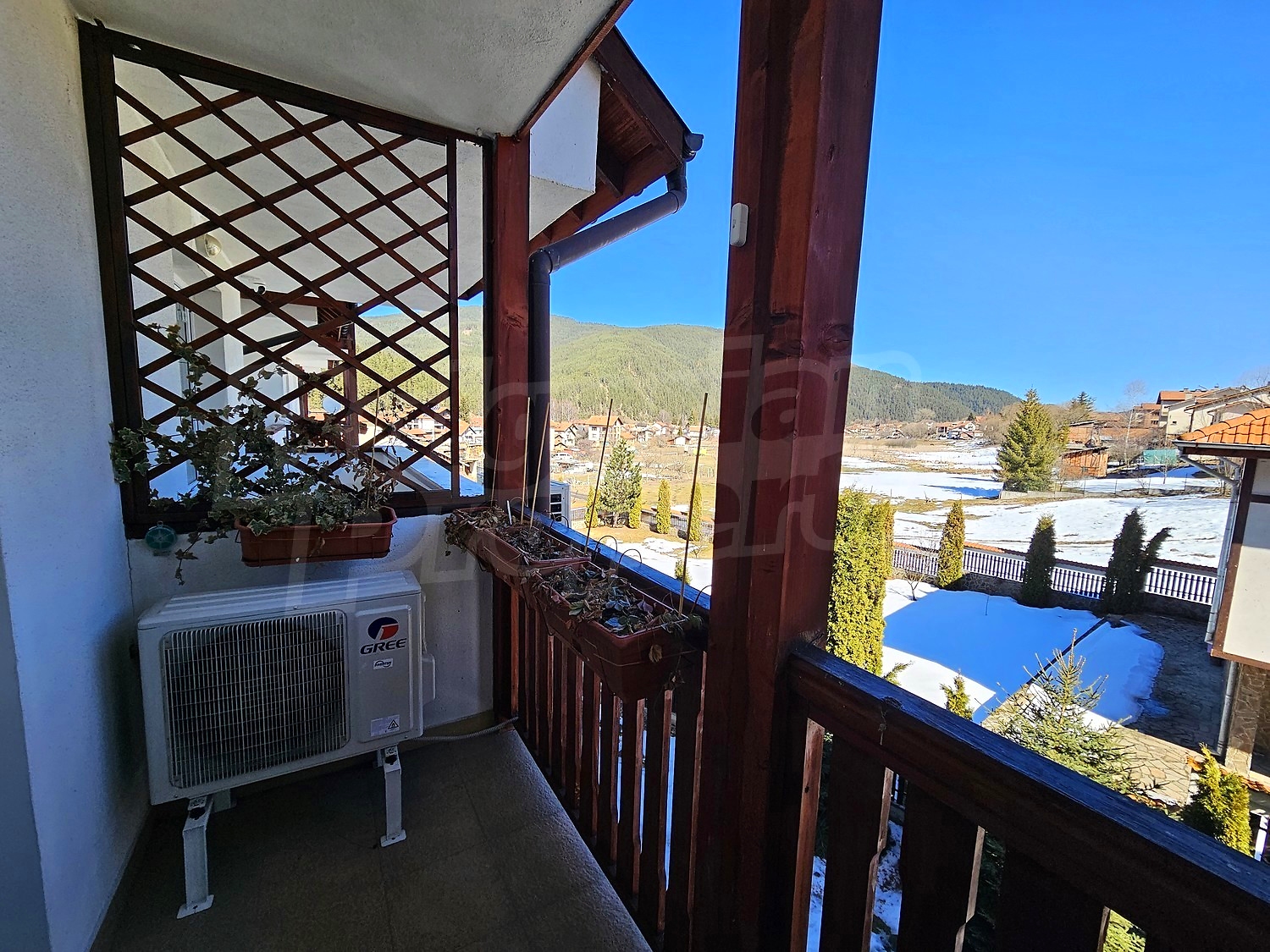 balcony, view from balcony, mountain, outside