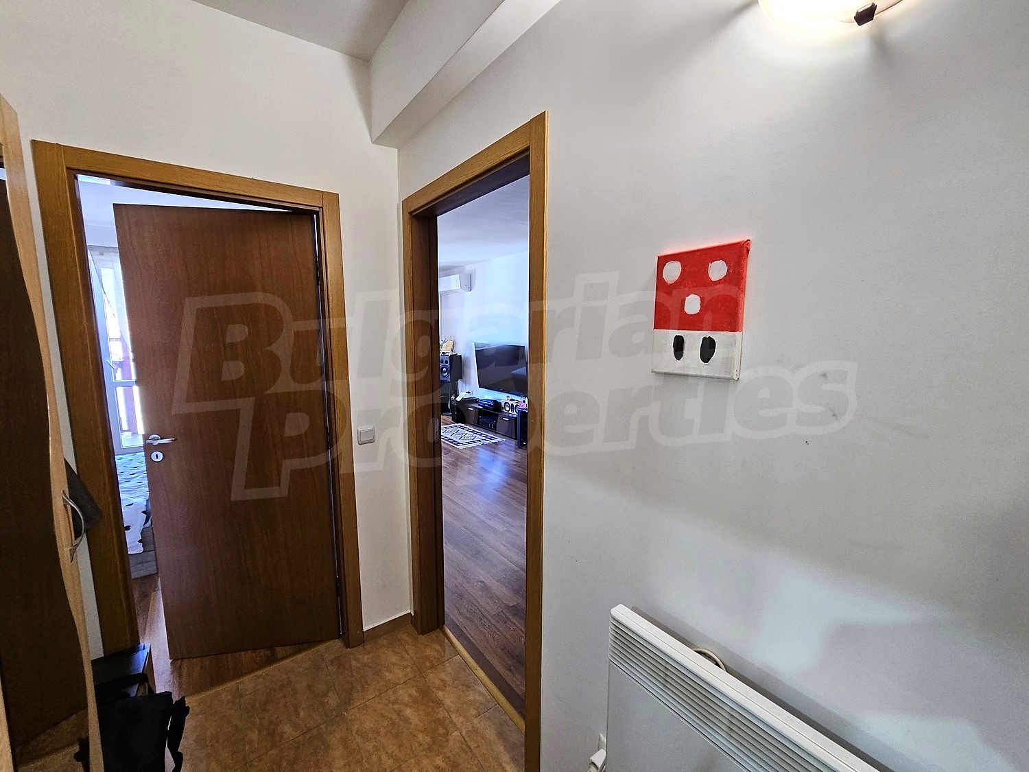 inside, hallway, living room, bedroom