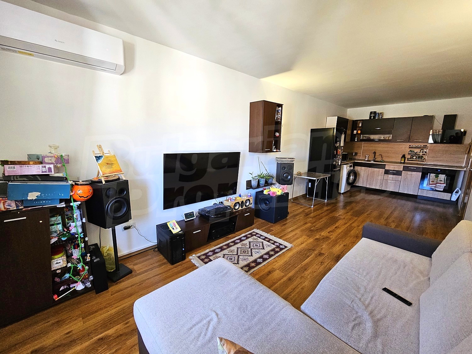 inside, living room, kitchen, furnished