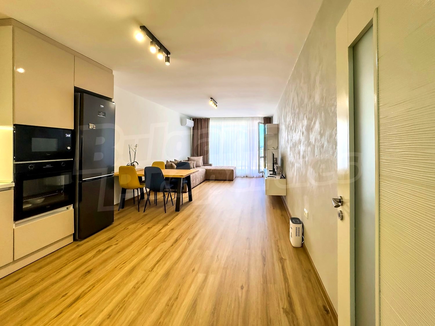 inside, living room, kitchen, furnished