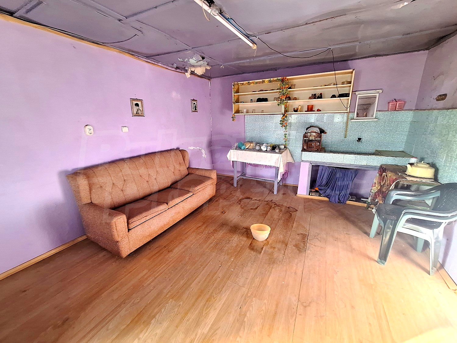 inside, kitchen, living room, furnished