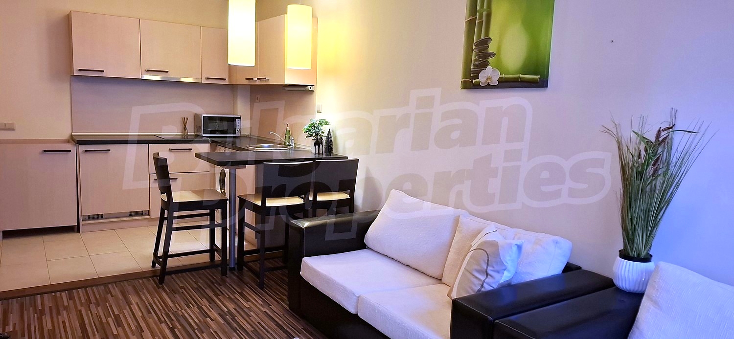 inside, kitchen, living room, furnished