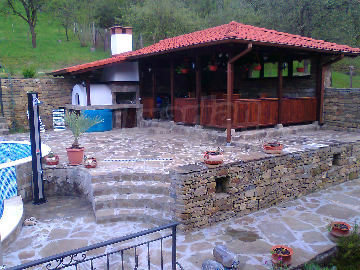 outside, garden, pool, green area
