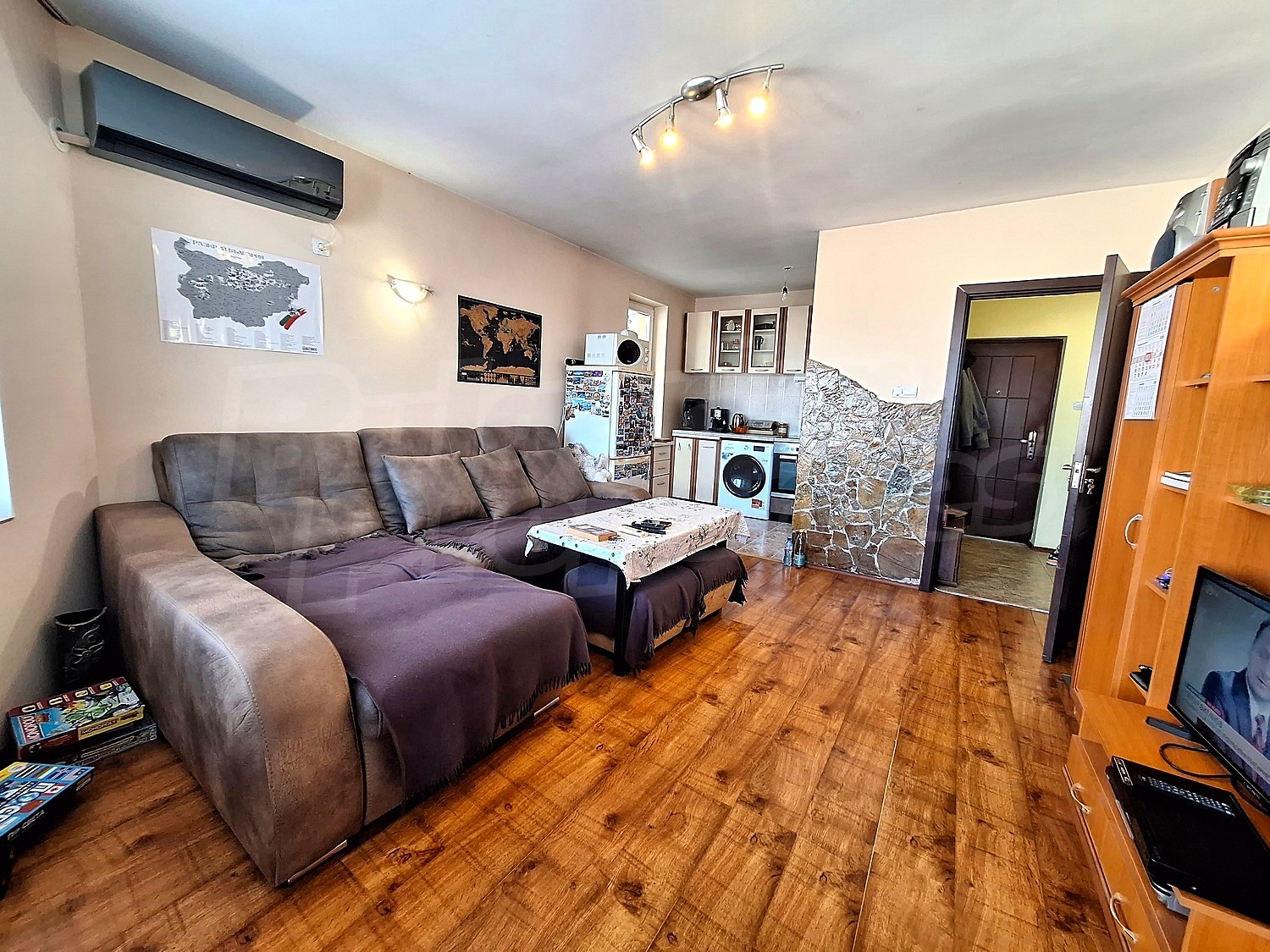 inside, living room, kitchen, furnished