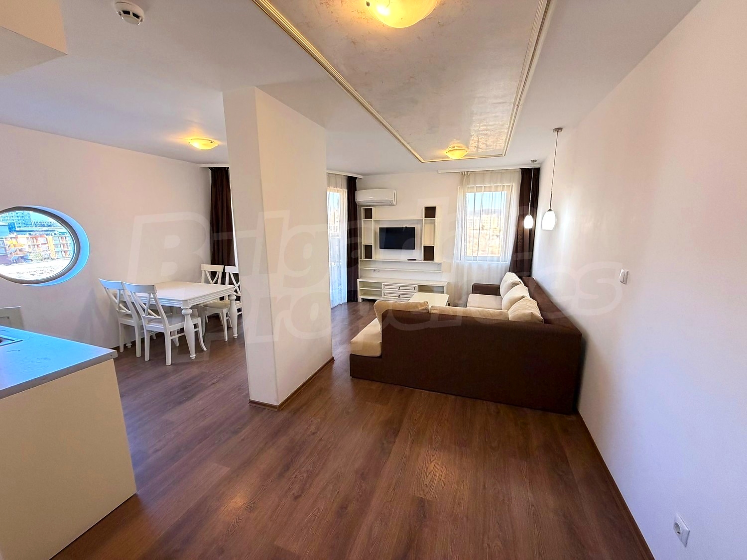 inside, living room, kitchen, furnished