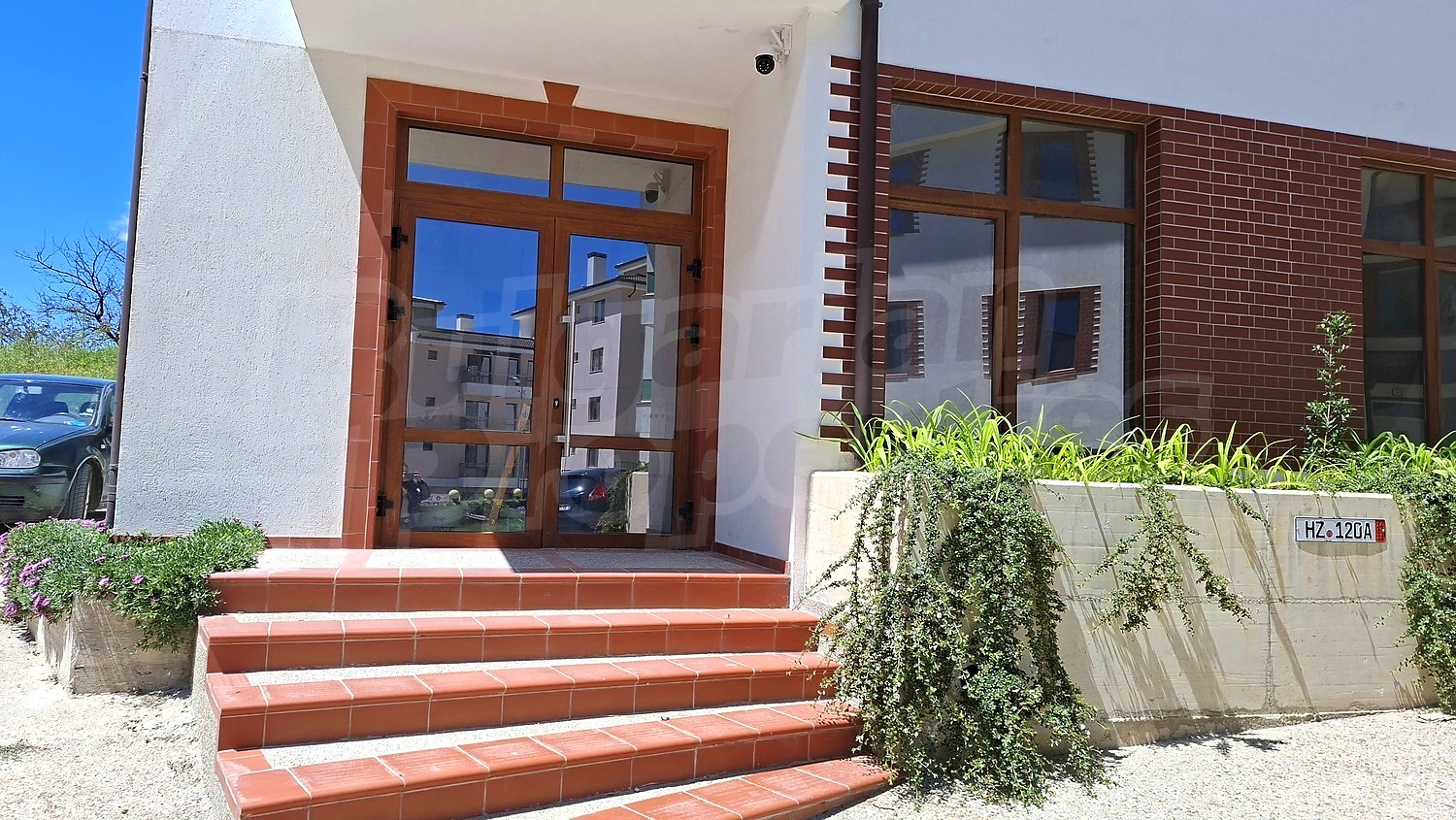 facade, outside, parking