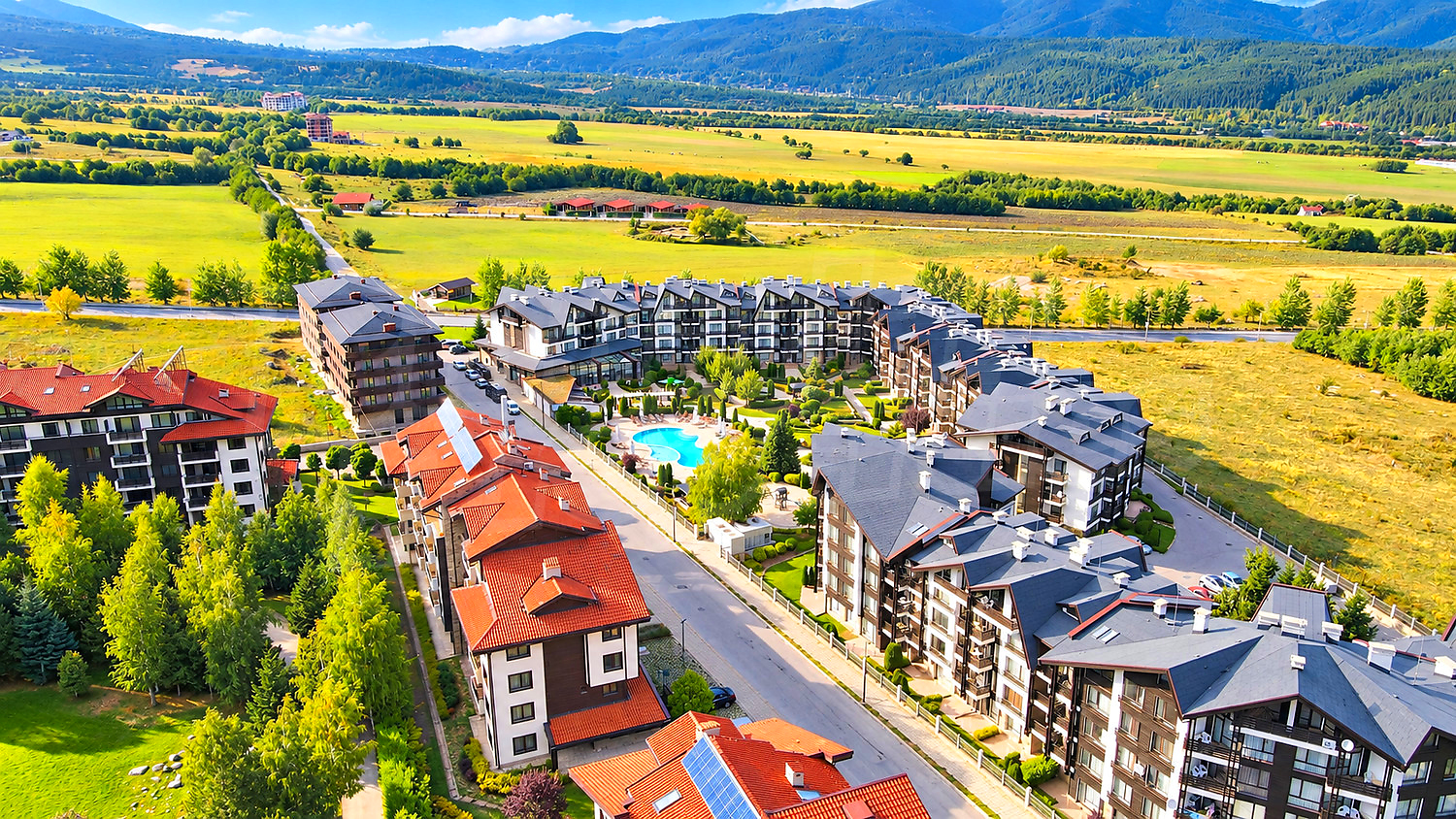 outside, pool, mountain, green area, garden