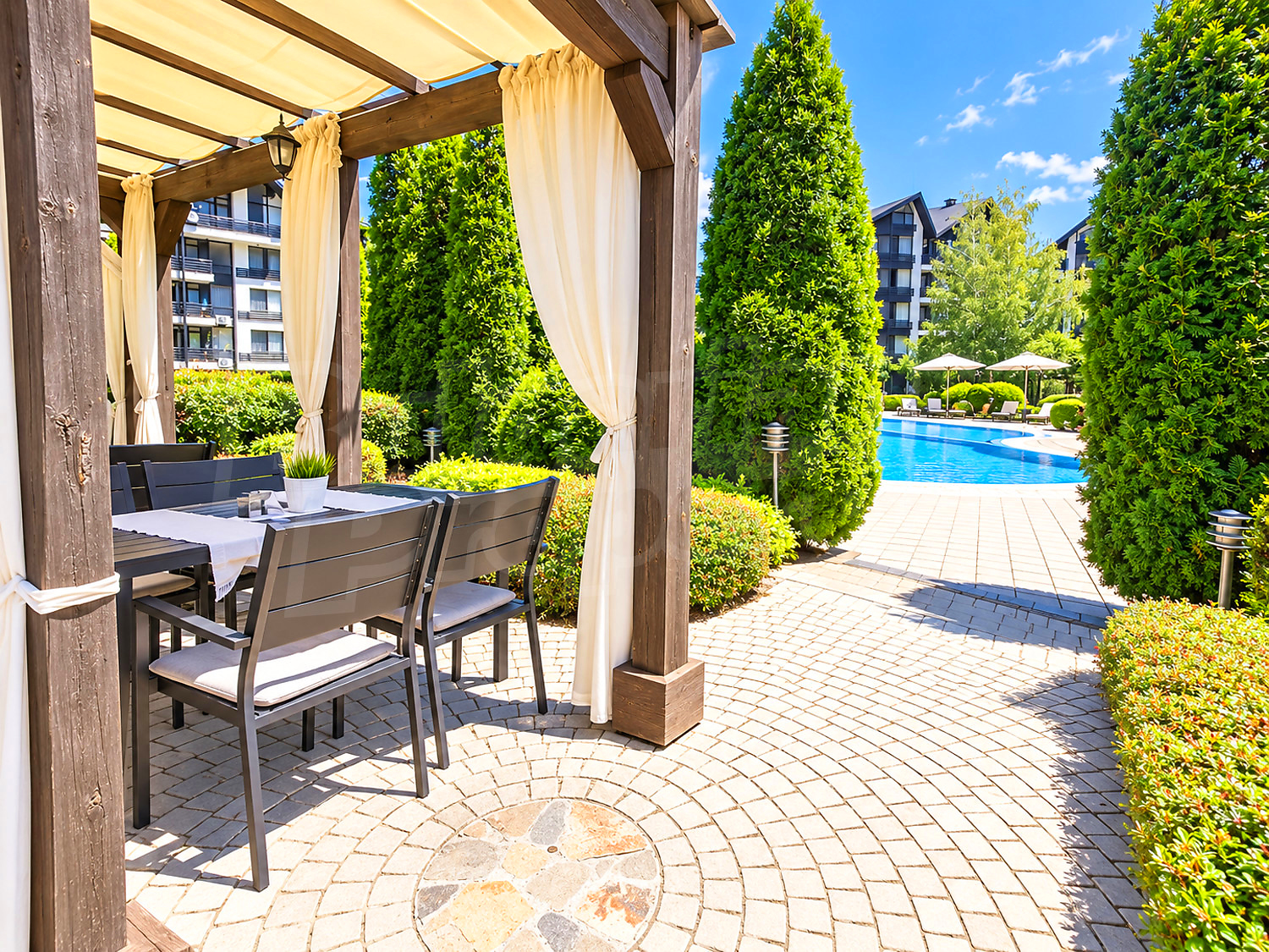 outside, pool, garden