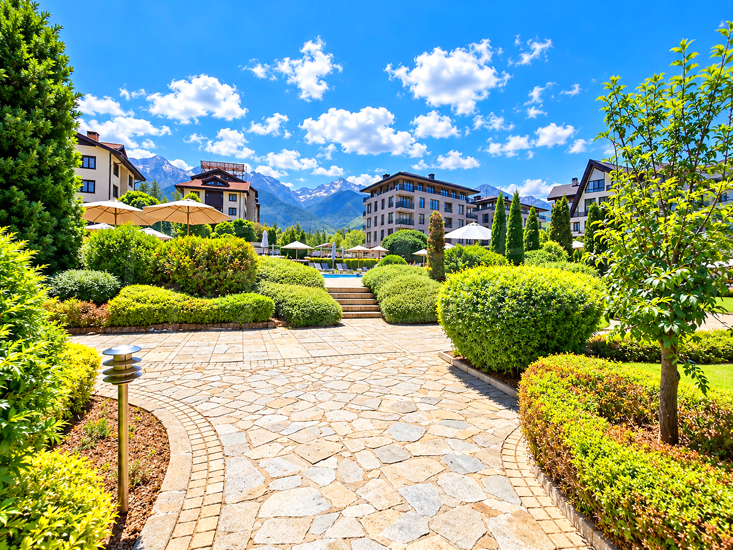 outside, garden, mountain