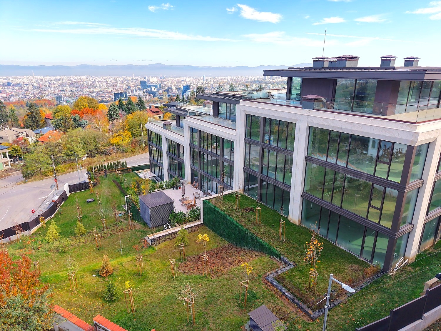 outside, facade, garden, view from balcony