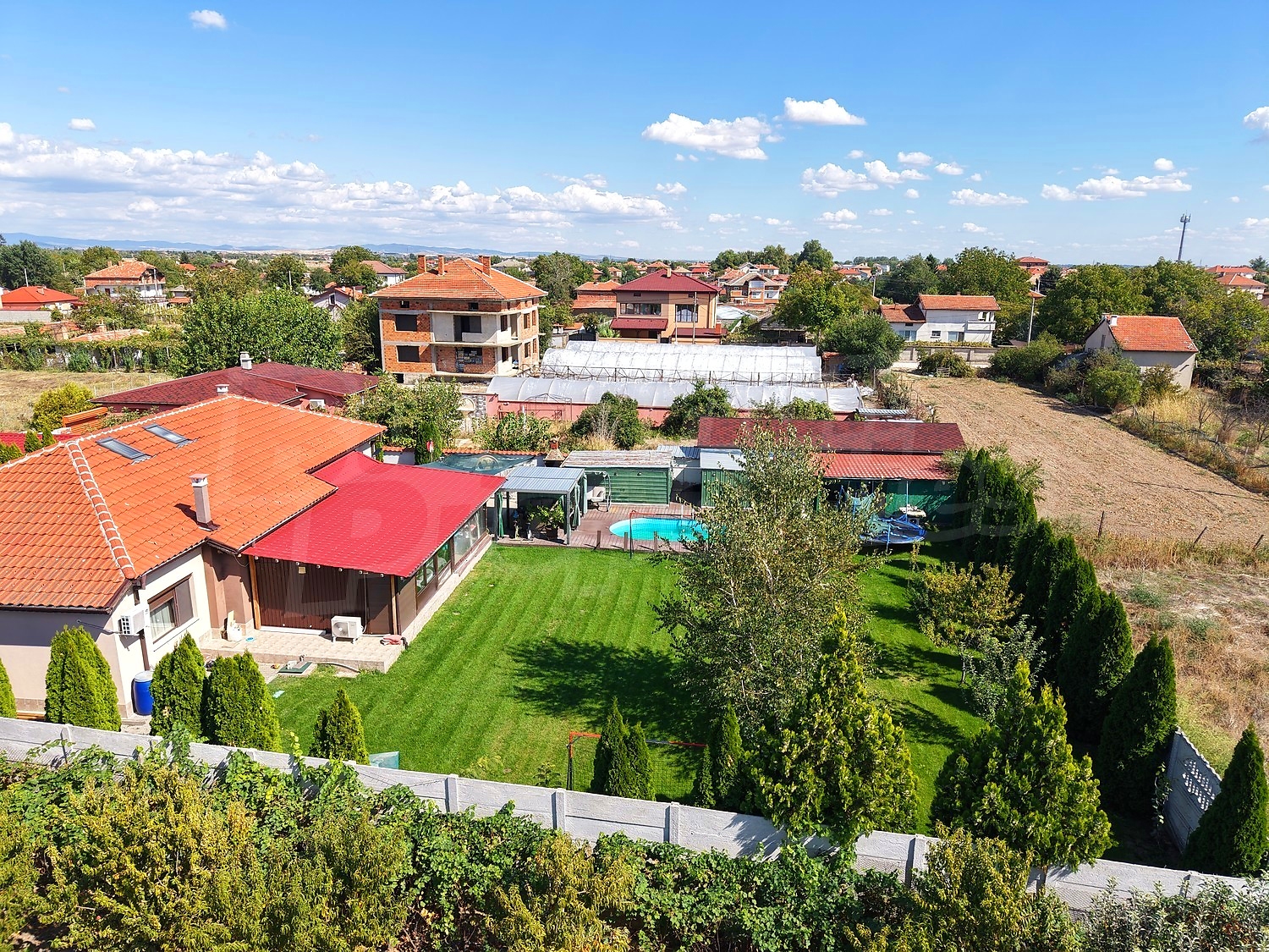 outside, garden, pool, green area