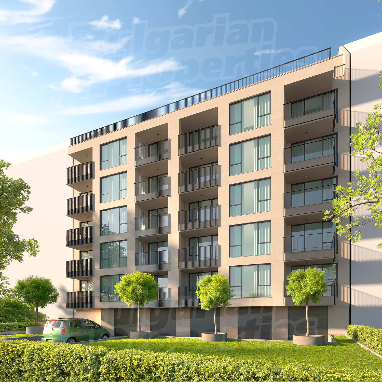 facade, outside, garden, parking