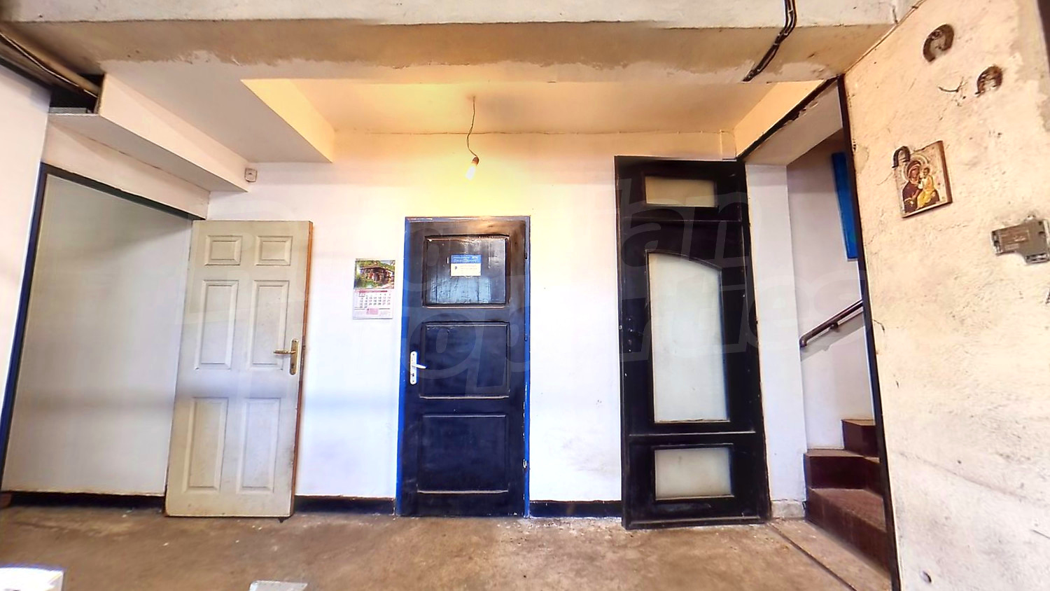 inside building entrance, stairs
