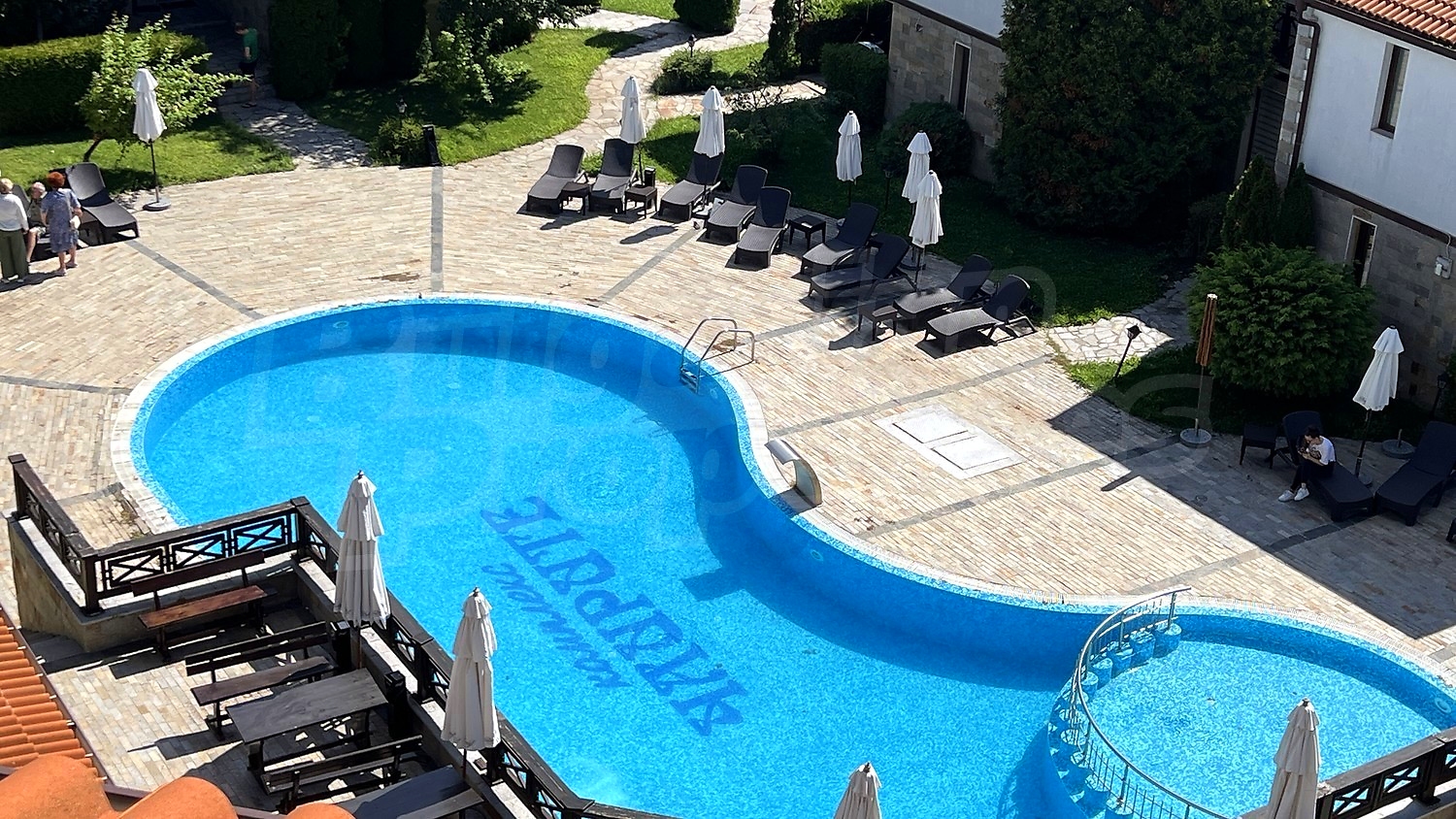 pool, outside, view from balcony