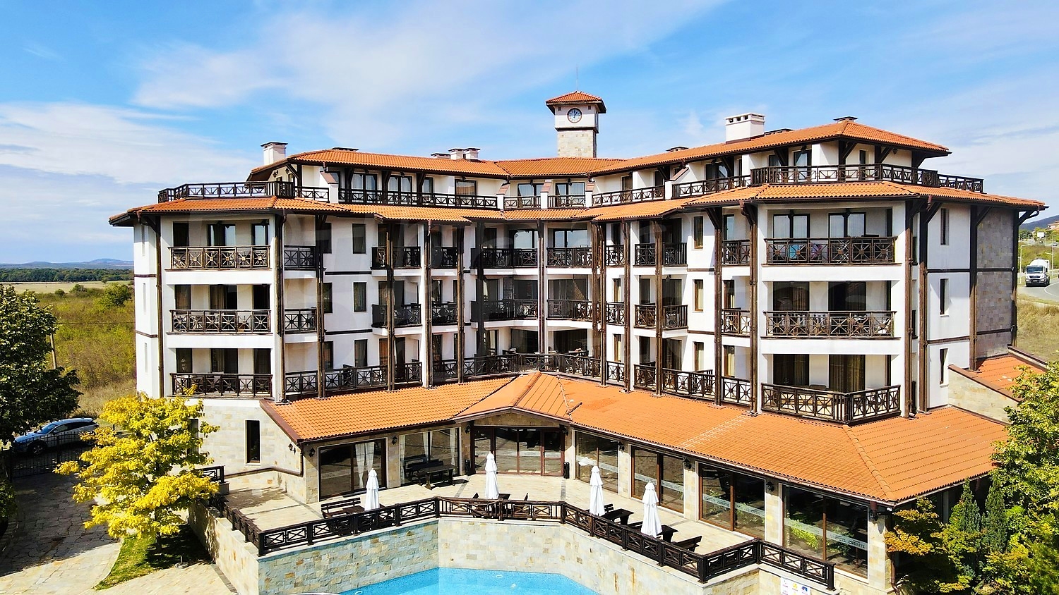 outside, facade, pool