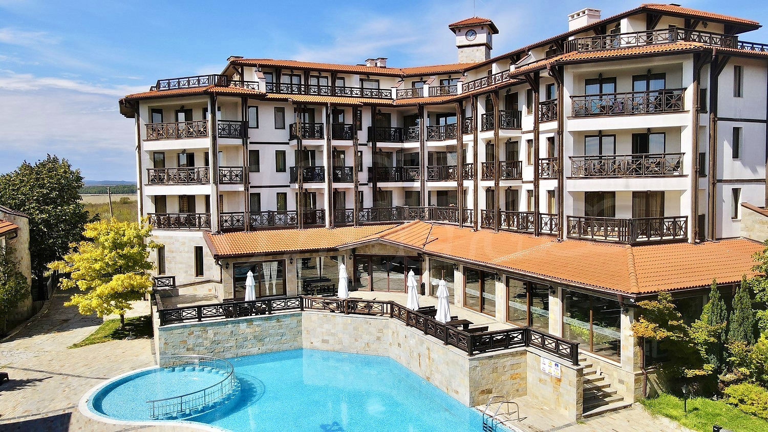 outside, facade, pool