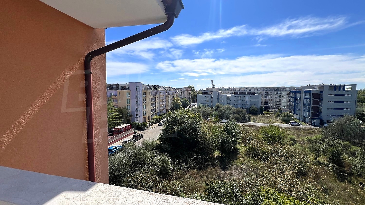 balcony, outside, view from balcony, green area