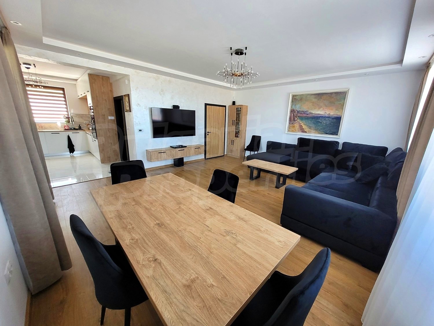 inside, living room, kitchen, furnished