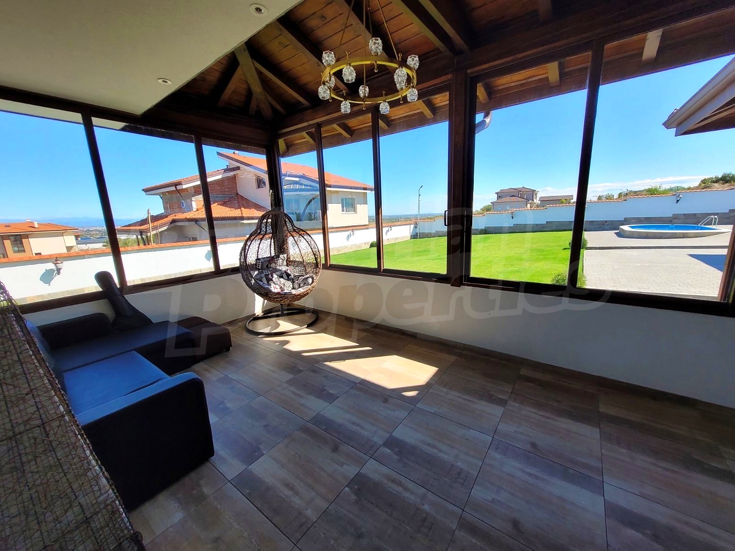 inside, view from balcony, furnished