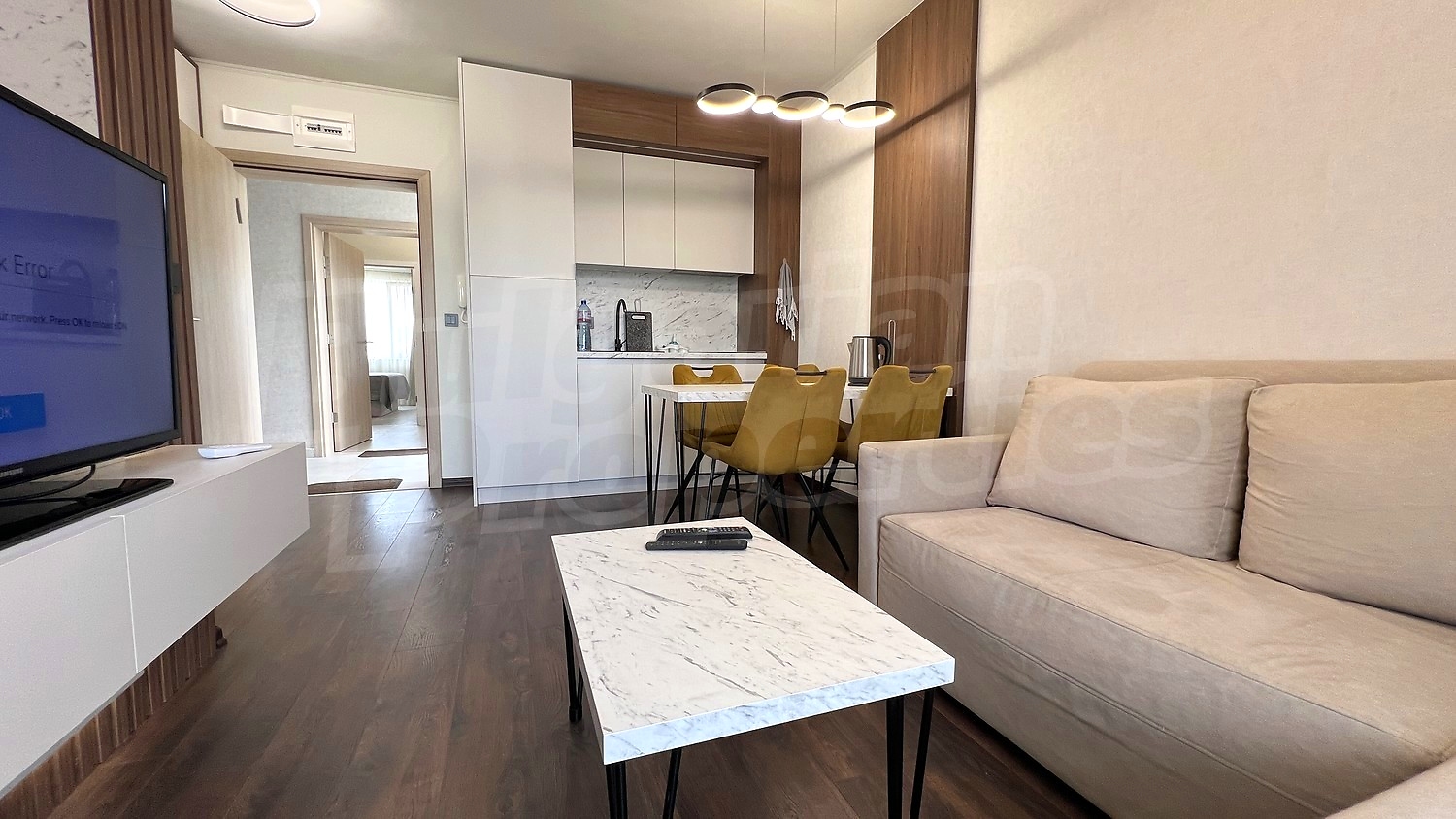 inside, living room, kitchen, furnished