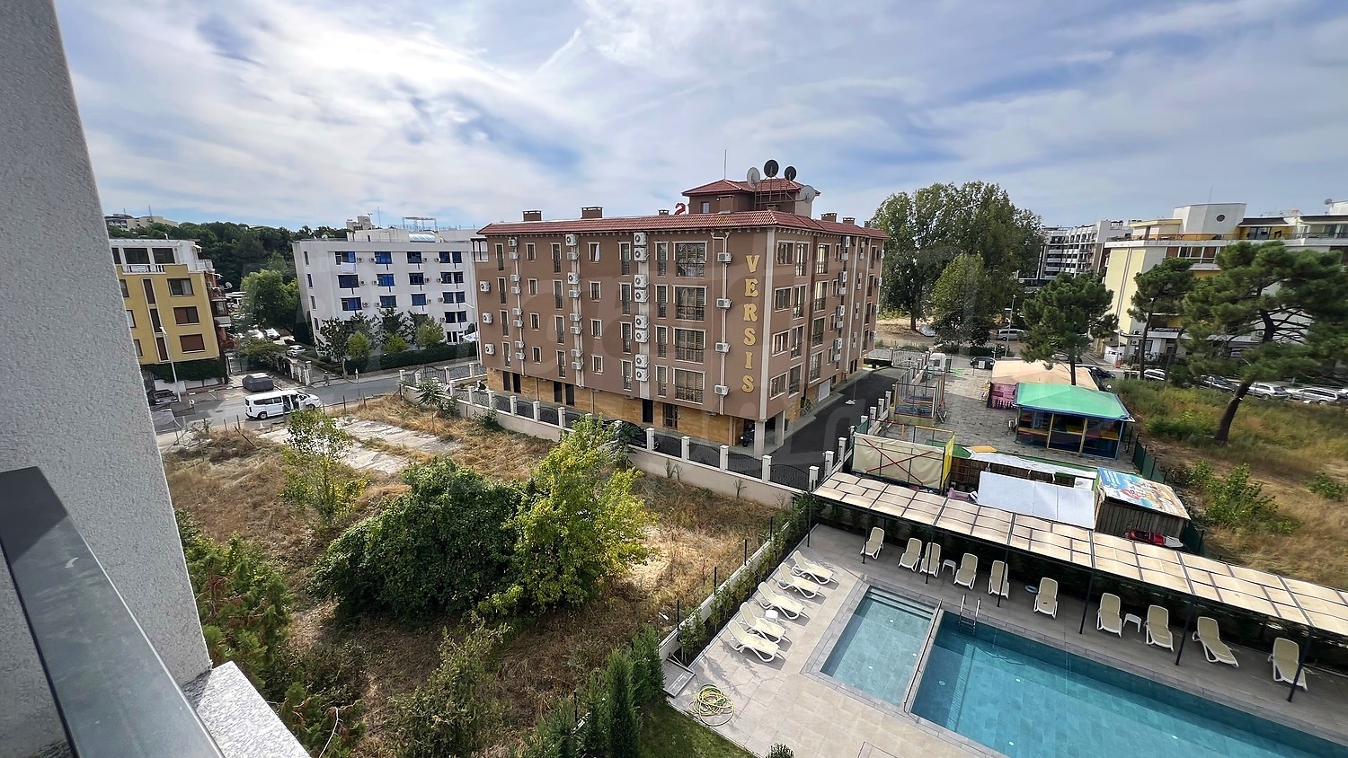 outside, pool, view from balcony