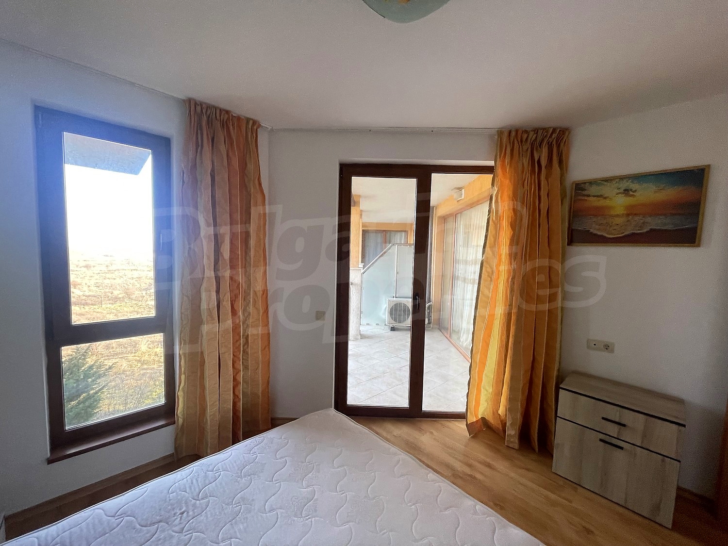 inside, bedroom, balcony, furnished