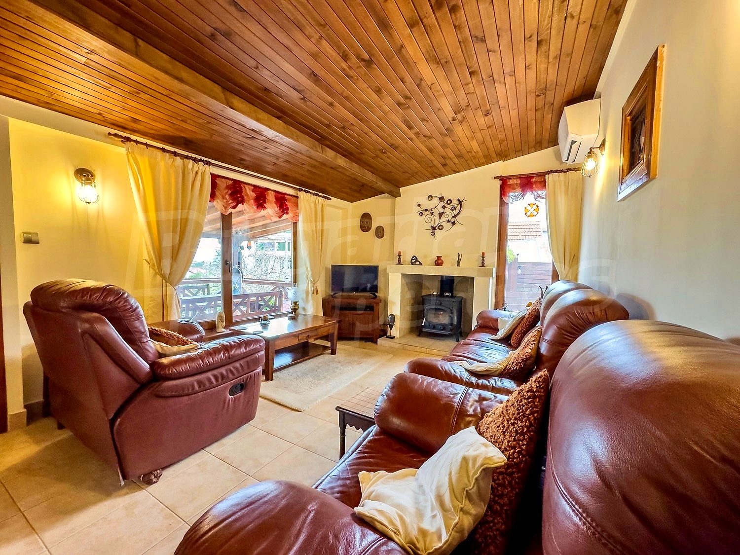 inside, living room, furnished, fireplace