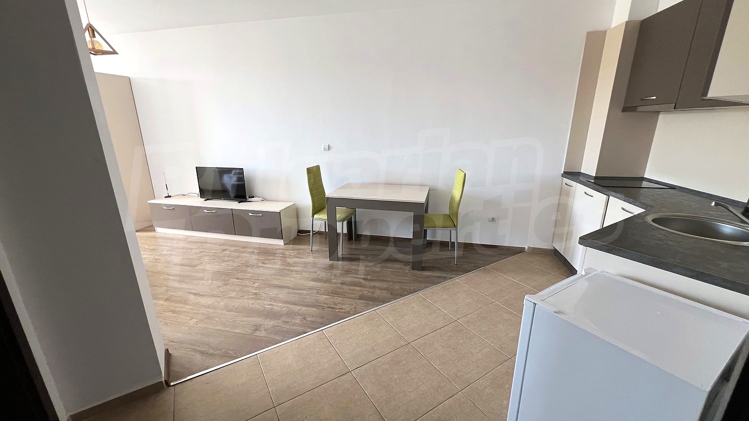 inside, kitchen, living room, furnished