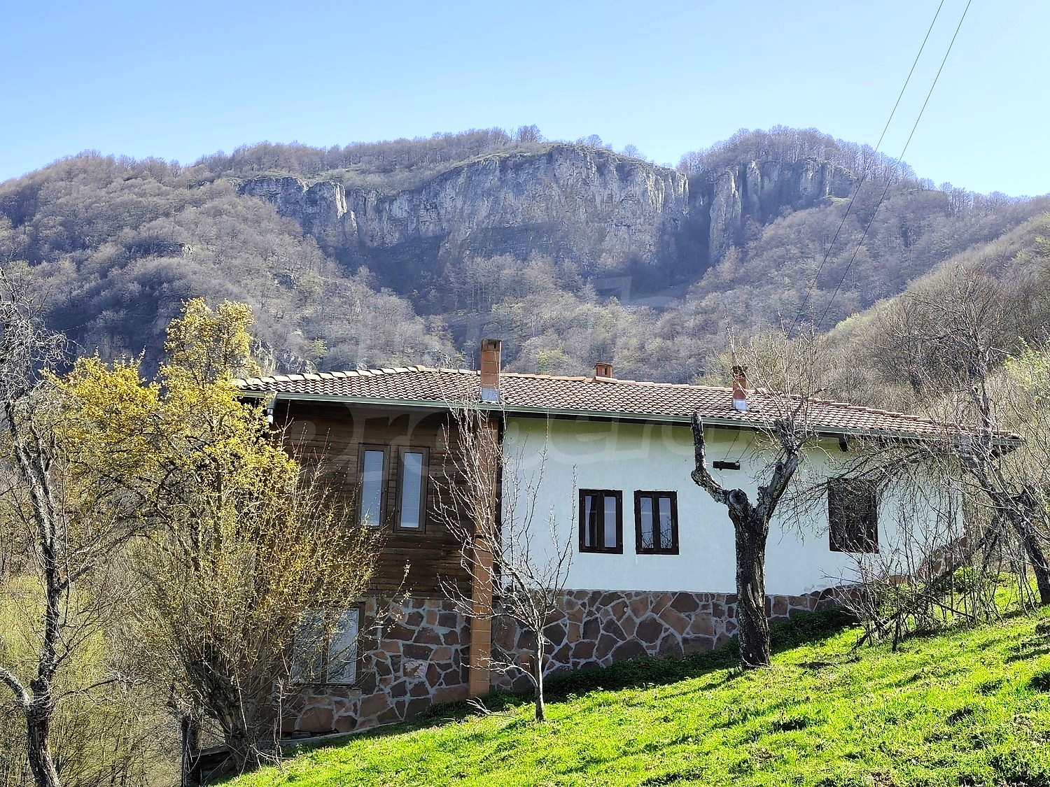 outside, mountain, facade, green area