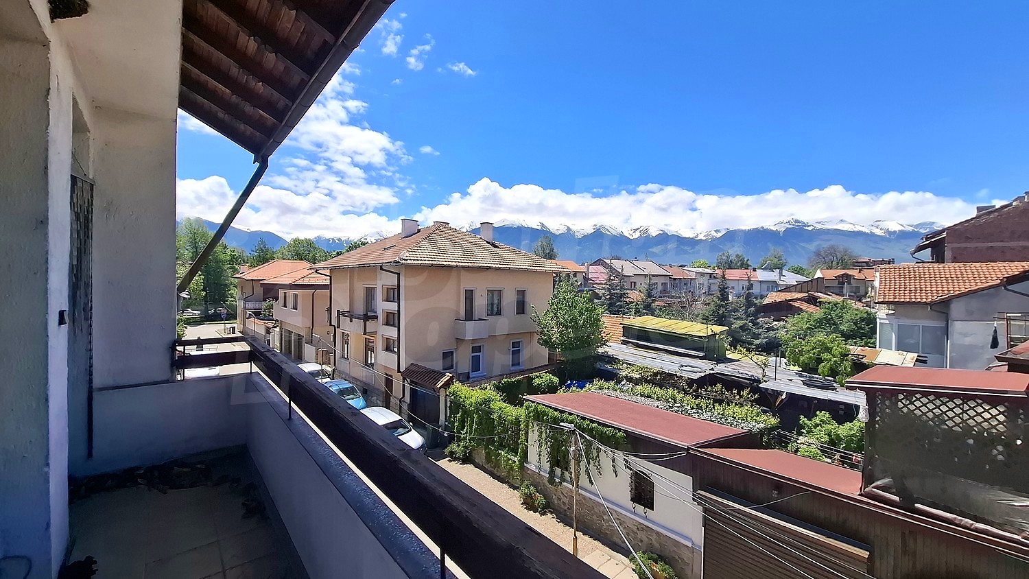 balcony, outside, view from balcony, mountain