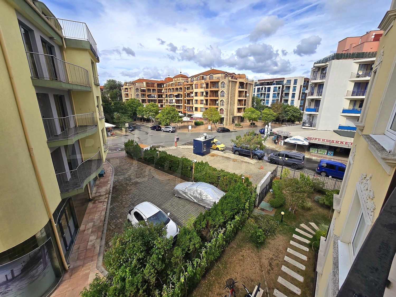 outside, facade, parking, view from balcony