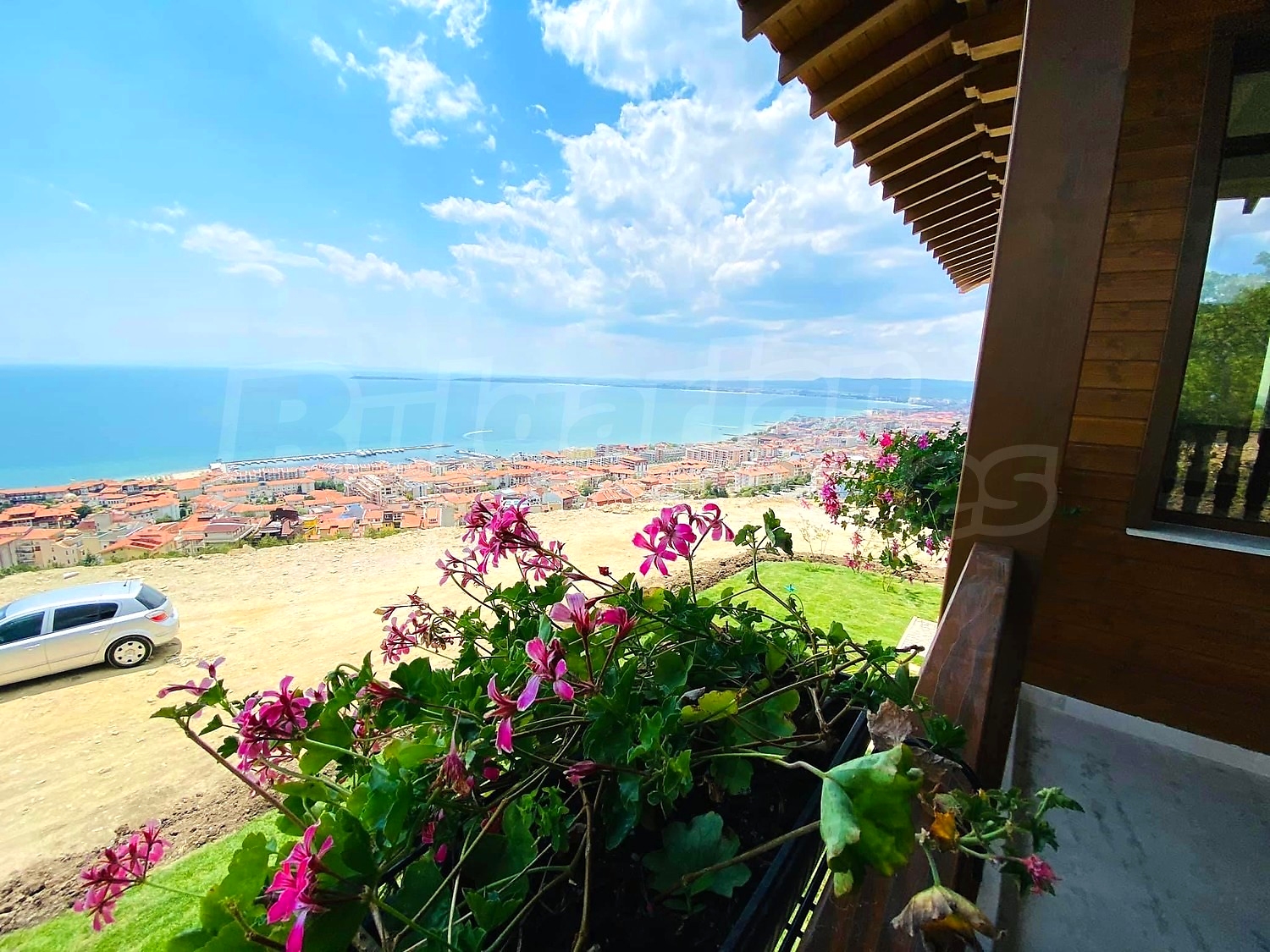 balcony, view from balcony, sea, outside, garden