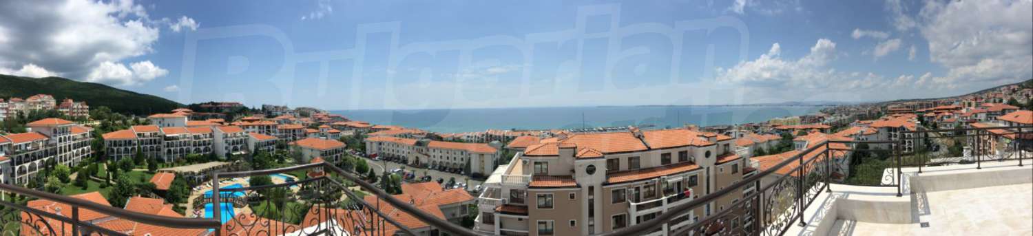 outside, view from balcony, sea, mountain