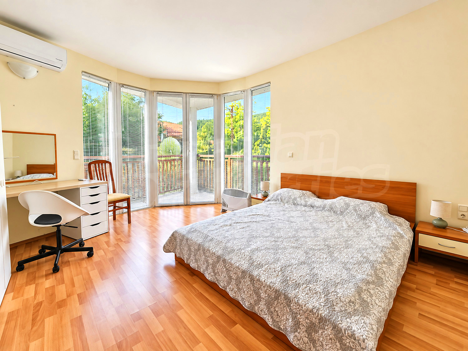 inside, bedroom, balcony, furnished