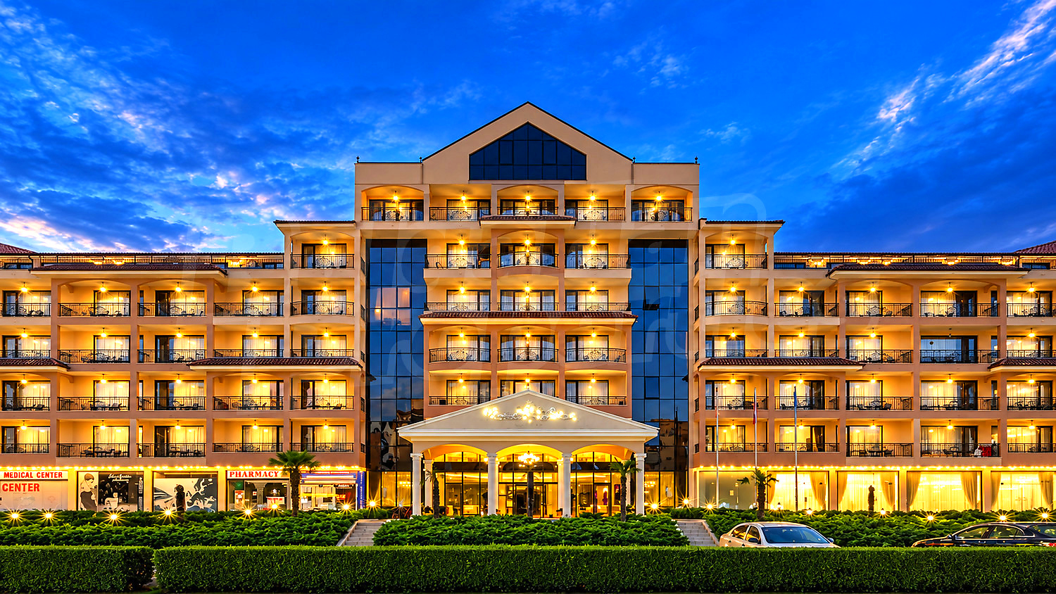 facade, outside, garden, parking