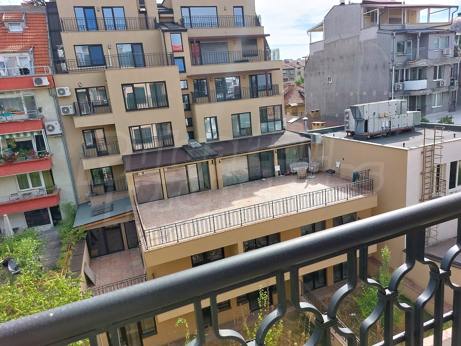 outside, view from balcony, facade, building