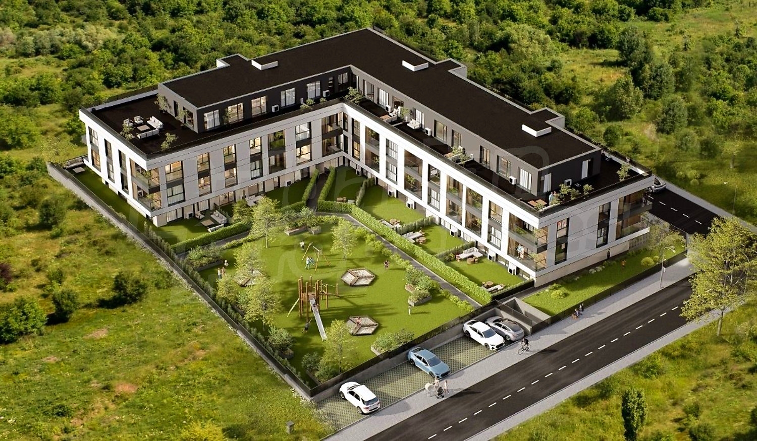 outside, facade, green area, parking, garden