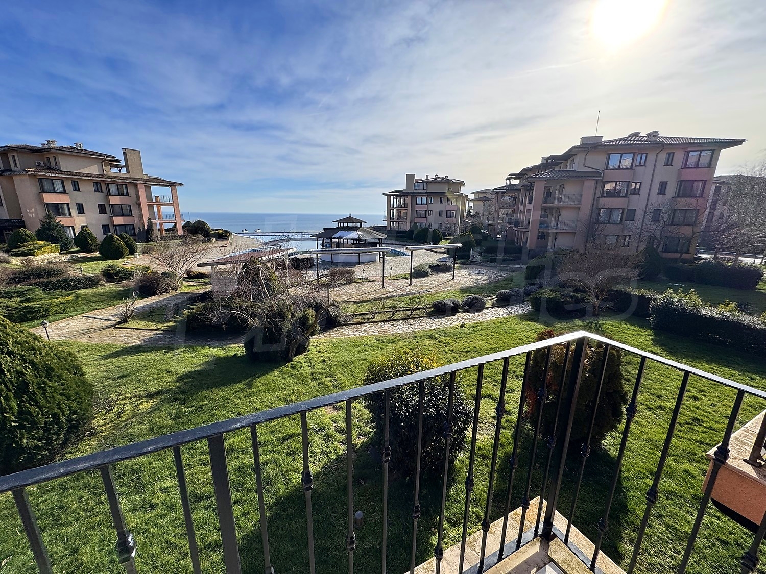 outside, view from balcony, sea, garden