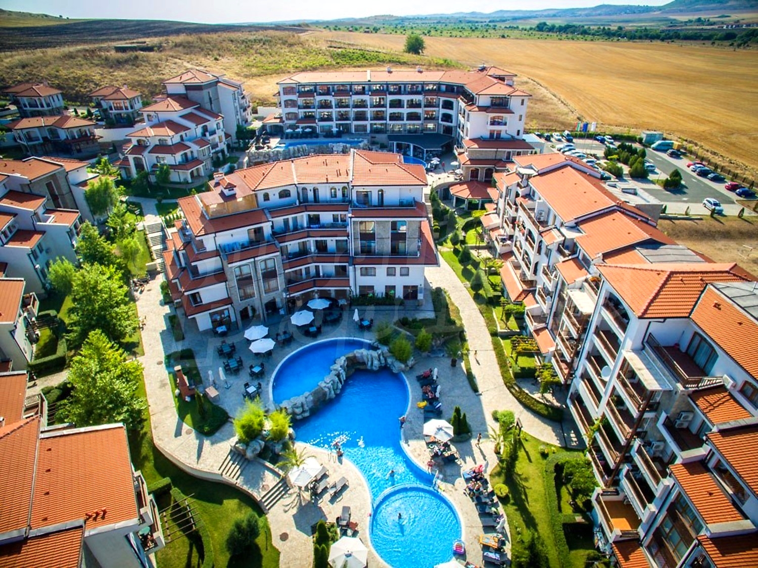 outside, pool, garden, facade, green area