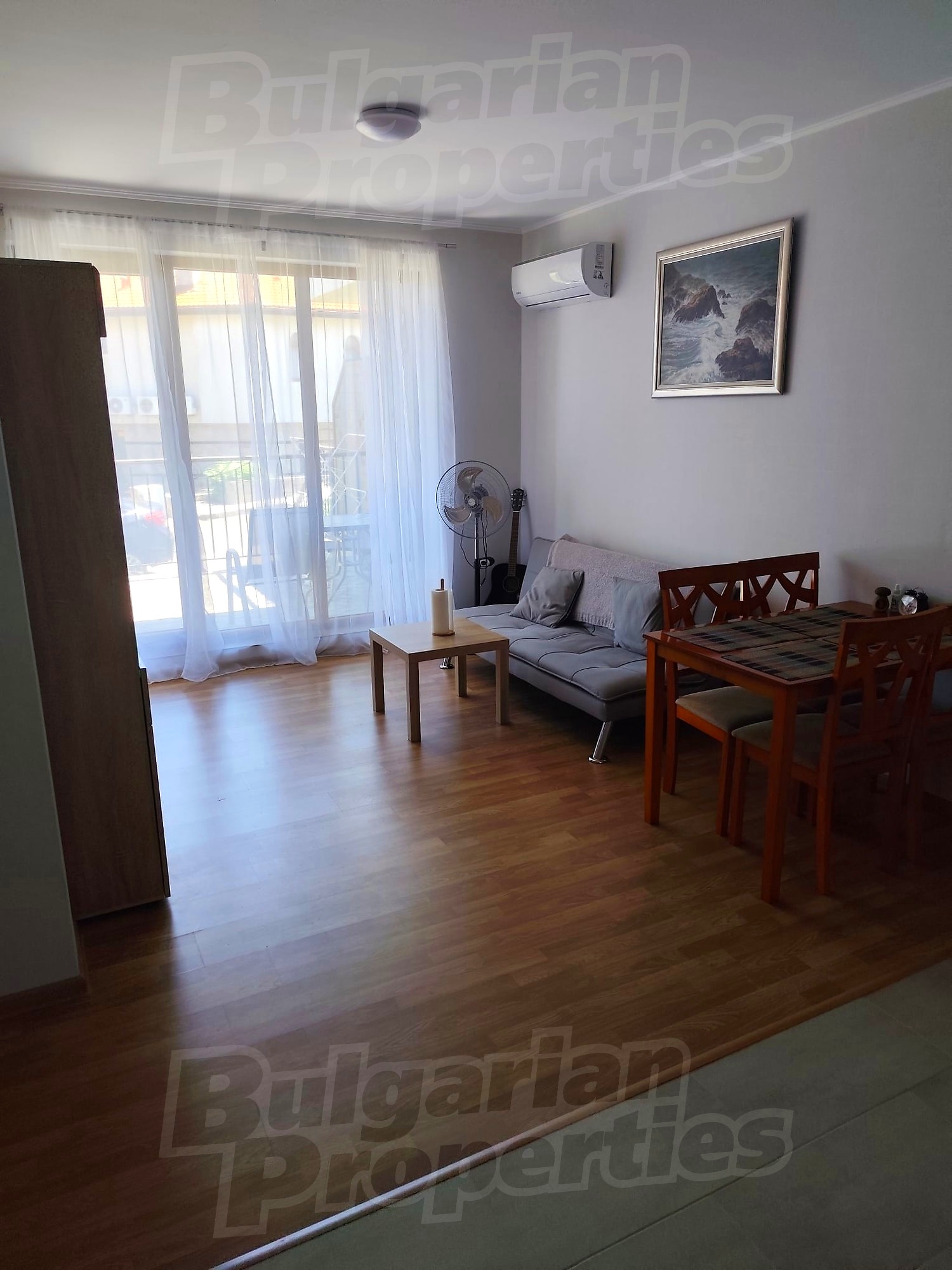 inside, living room, furnished, view from balcony