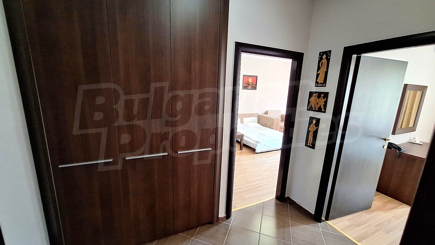 bedroom, hallway, furnished