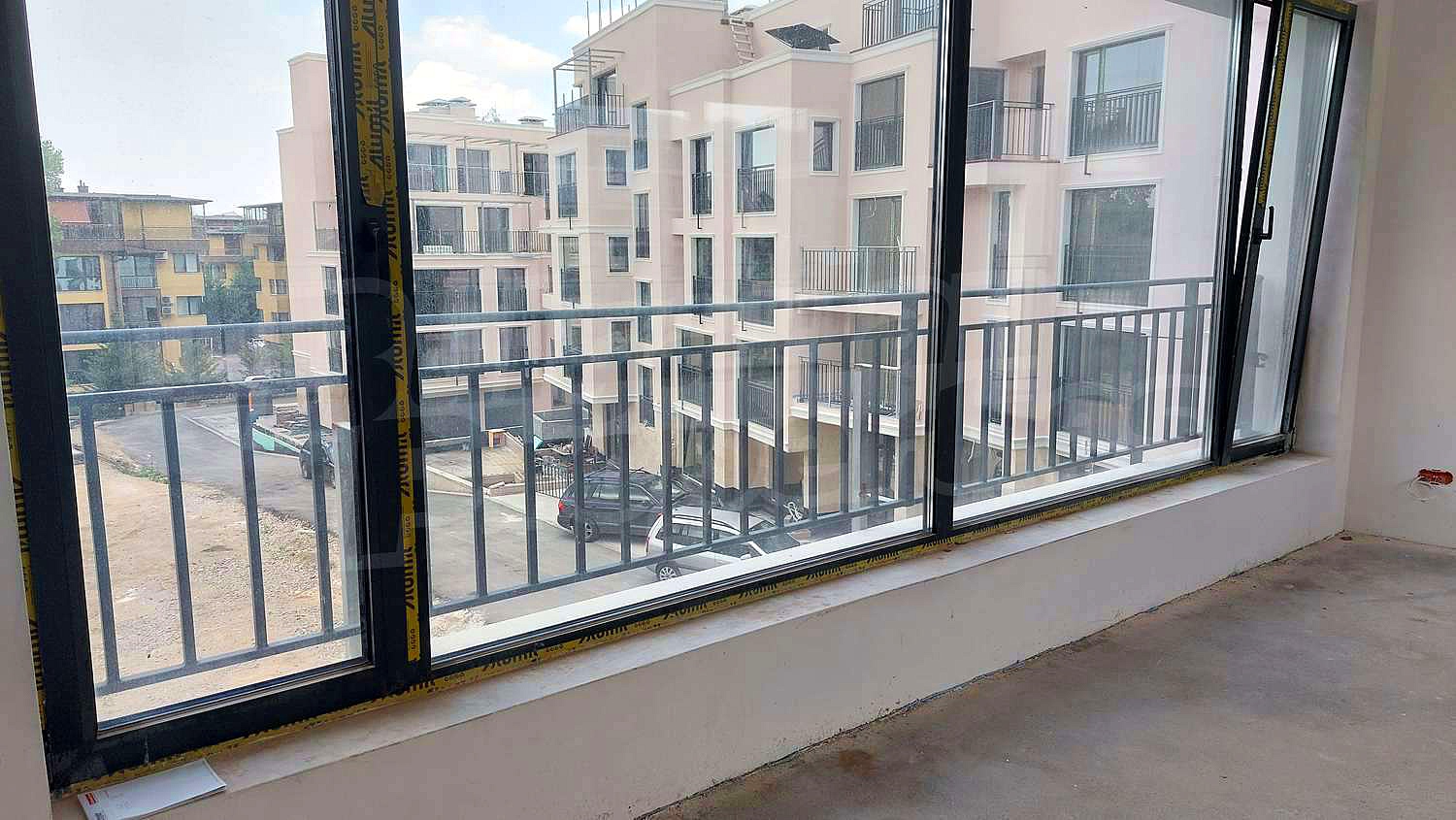 inside, view from balcony, facade
