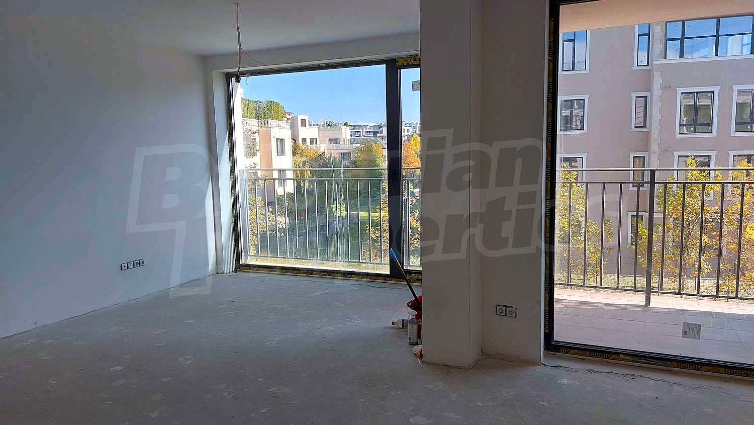 inside, balcony, view from balcony, unfurnished