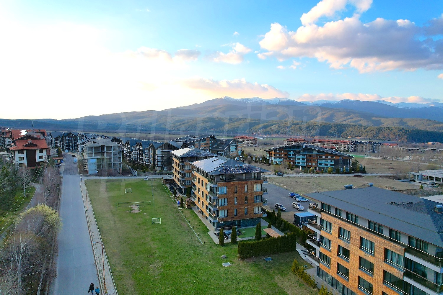 outside, mountain, facade, green area