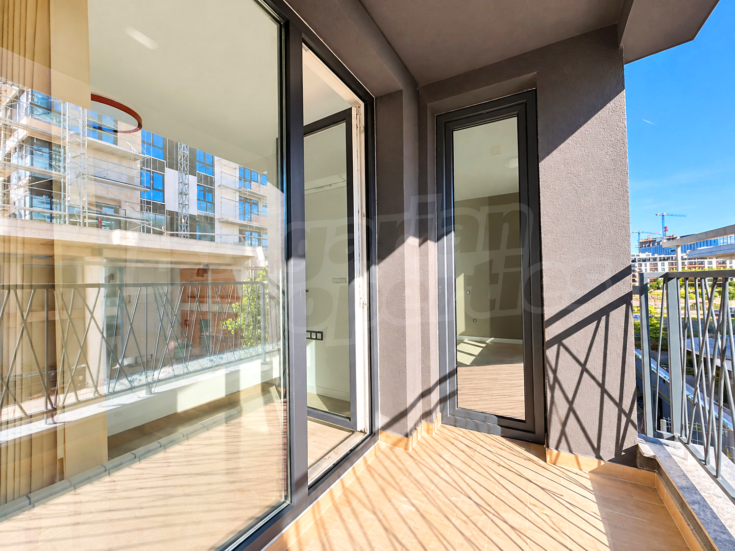 balcony, view from balcony, facade, outside